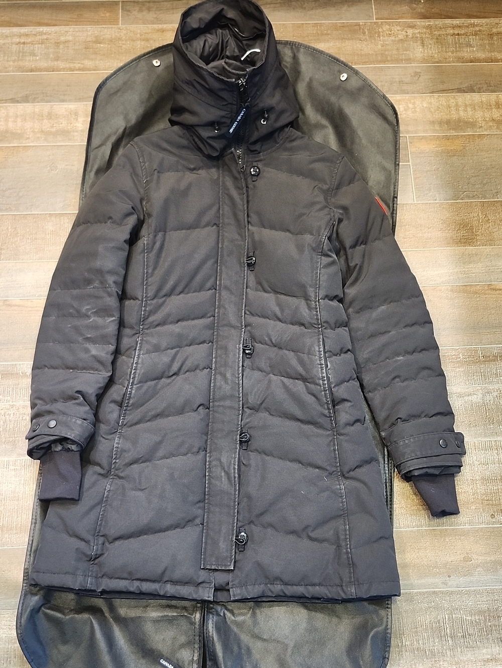 Canada Goose Black Long Down Coat with High Collar. Loretta Parka Black Size M